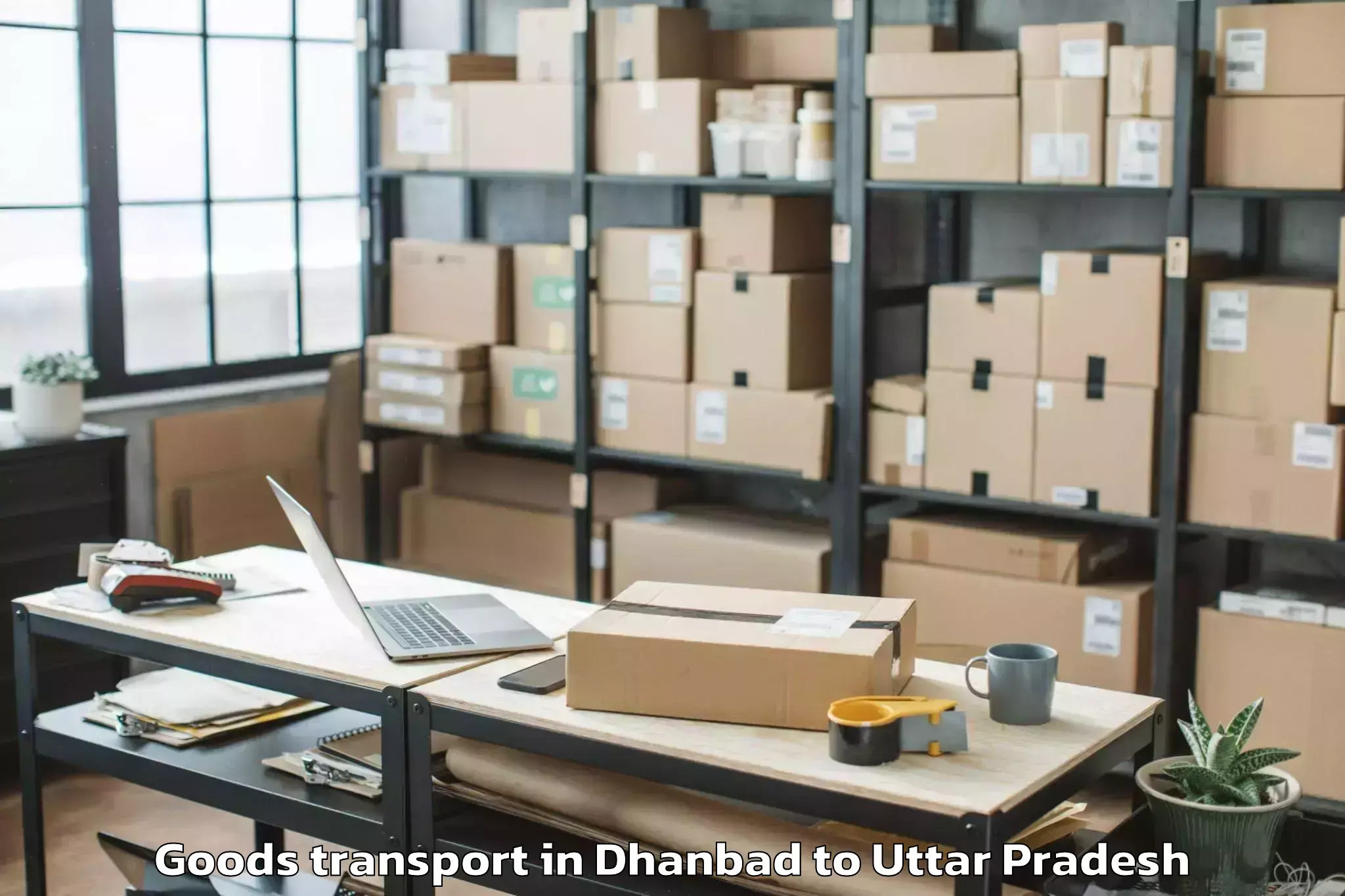 Affordable Dhanbad to Mau Aimma Goods Transport